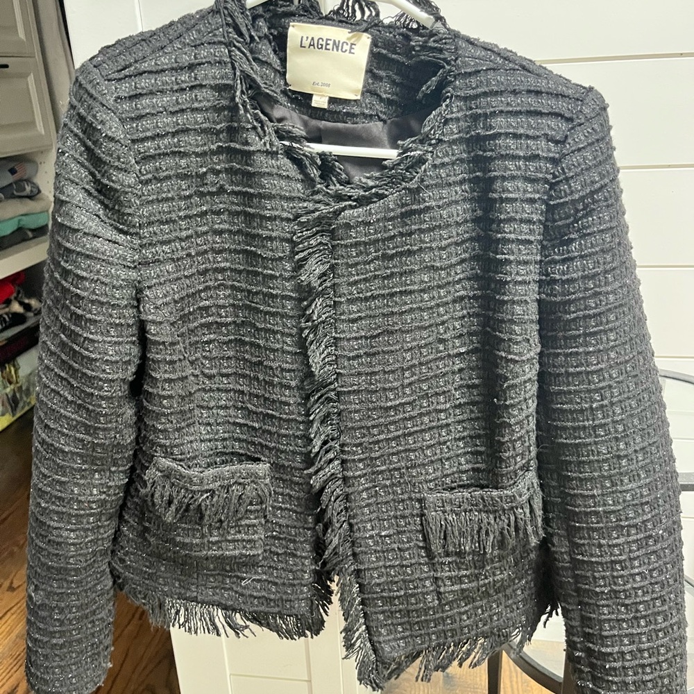Women's Black Textured Blazer - Picture 3 of 3